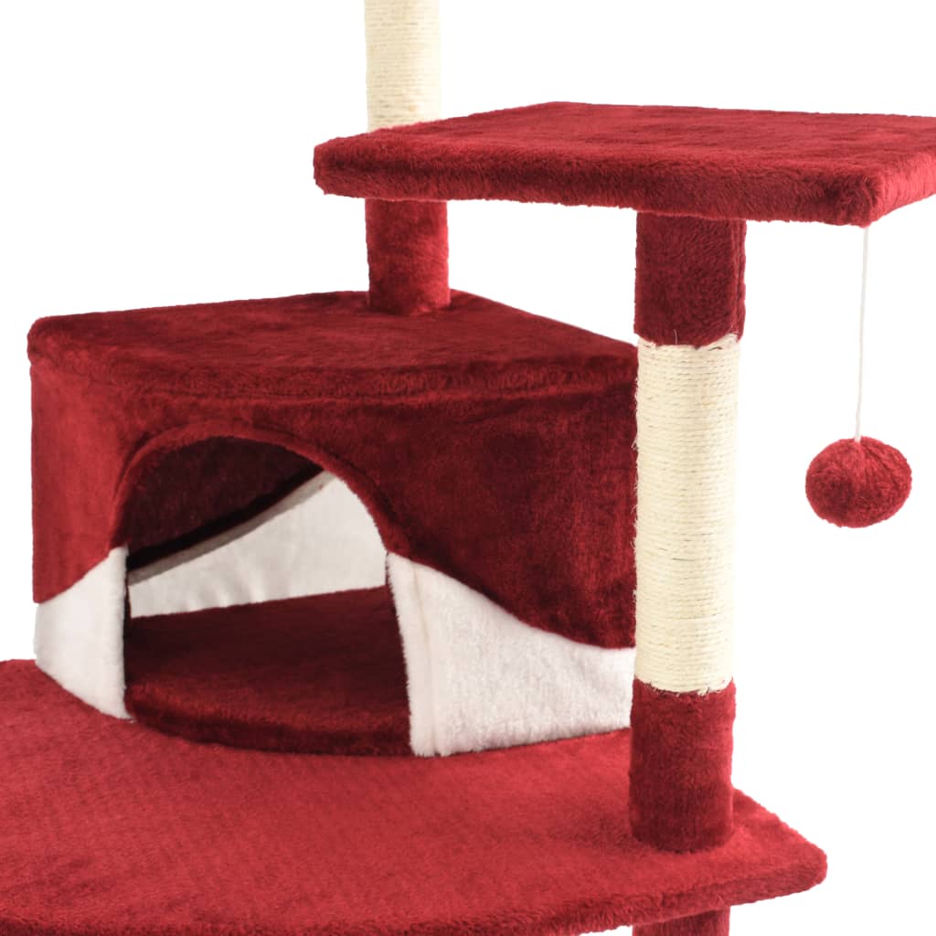 170531 vidaXL Cat Tree with Sisal Scratching Posts 203 cm Red and White