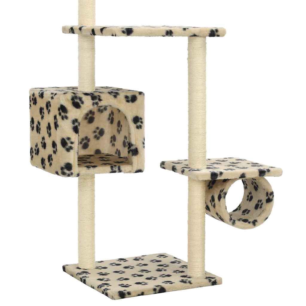 170535 vidaXL Cat Tree with Sisal Scratching Posts 260 cm Beige Paw Prints