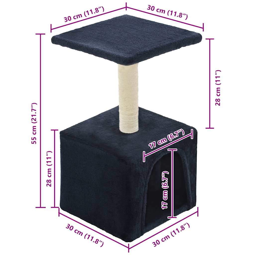 170541 vidaXL Cat Tree with Sisal Scratching Post 55 cm Dark Blue