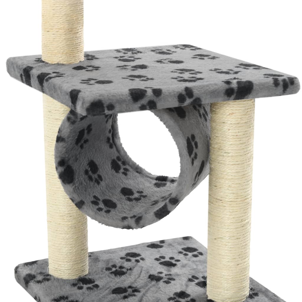170547 vidaXL Cat Tree with Sisal Scratching Posts 65 cm Grey Paw Print