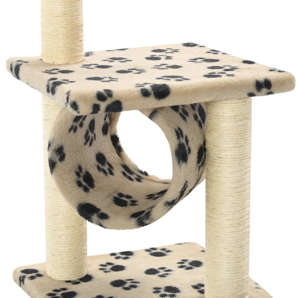 170549 vidaXL Cat Tree with Sisal Scratching Posts 65 cm Beige Paw Print