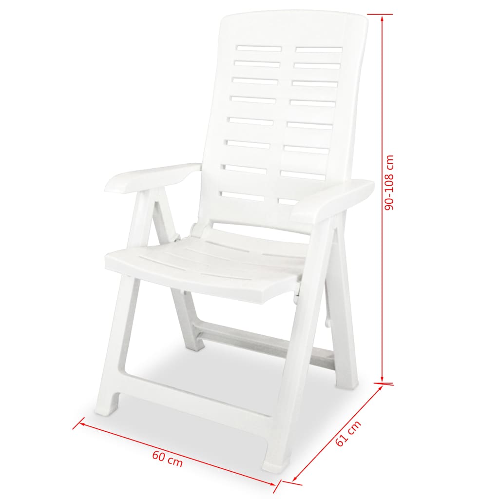 Reclining Folding Chairs 6 pcs Plastic White