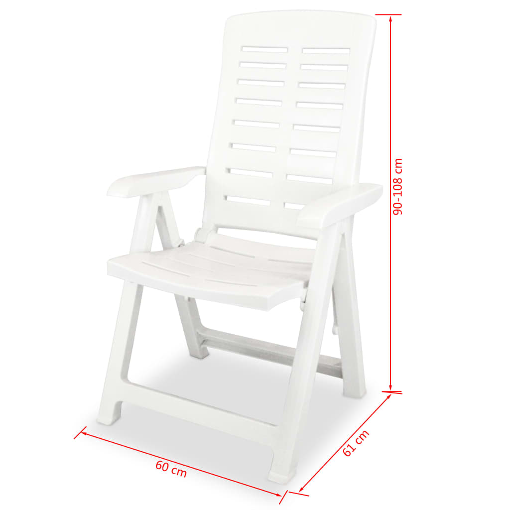 Garden Chair | Set of 6 | White | Plastic | Standard | Foldable