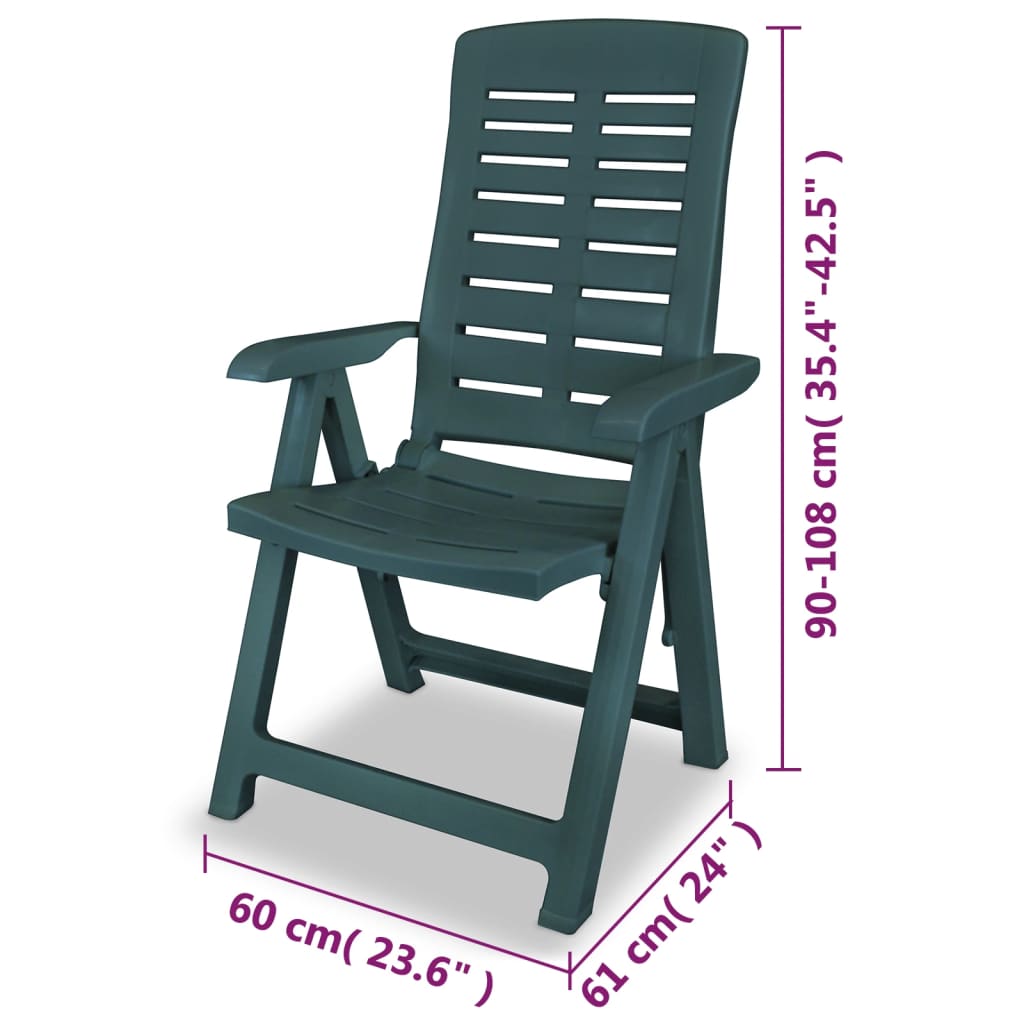 Garden Chair | Set of 4 | Green | Plastic | Standard | Foldable