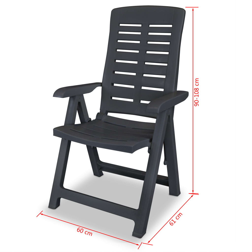 Reclining Chair | Set of 4 | Anthracite | Plastic | Standard | Foldable