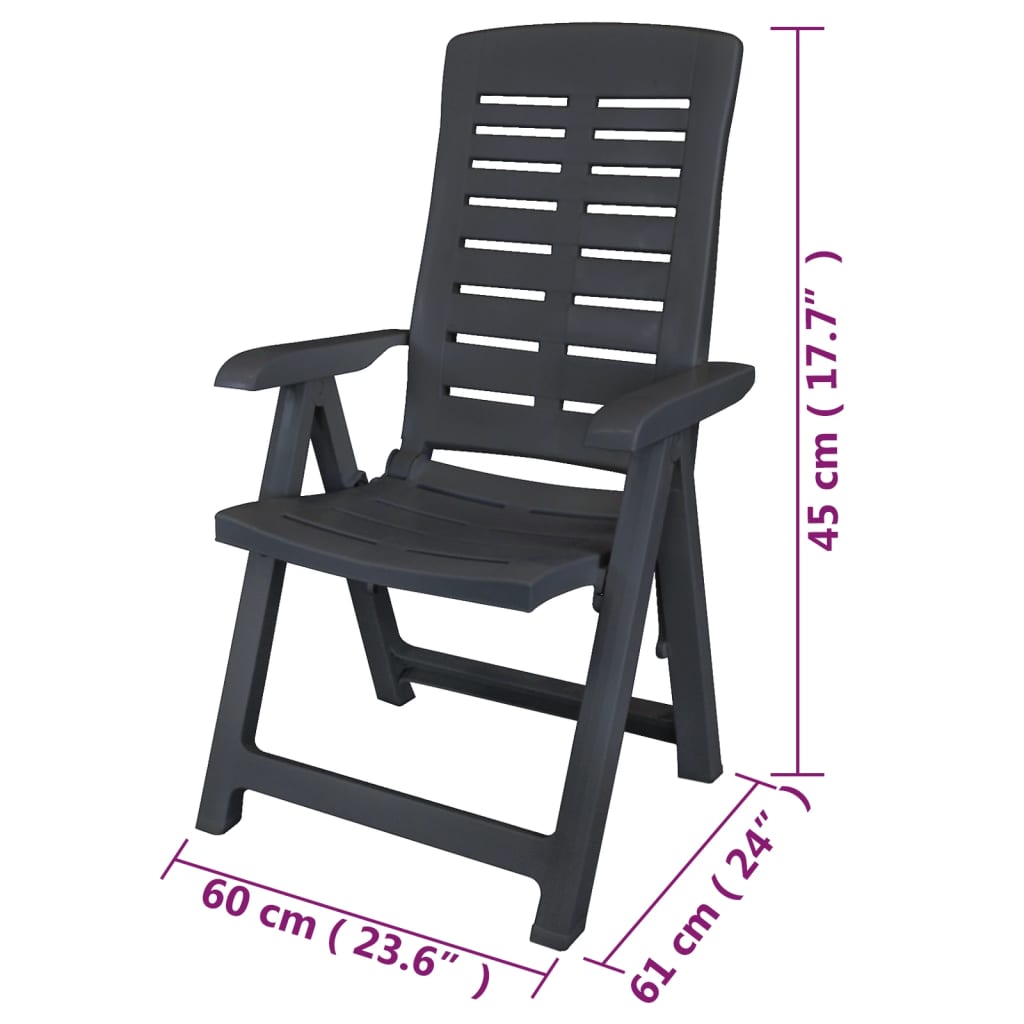 Garden Chair | Set of 6 | Anthracite | Plastic | Standard | Foldable