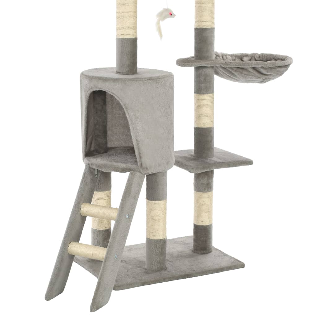 170578 vidaXL Cat Tree with Sisal Scratching Posts 138 cm Grey