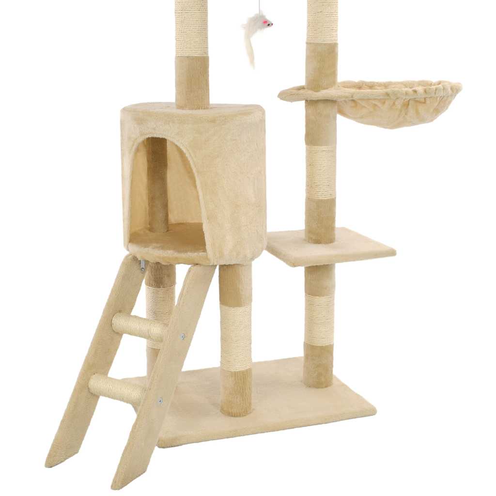 170580 vidaXL Cat Tree with Sisal Scratching Posts 138 cm Beige