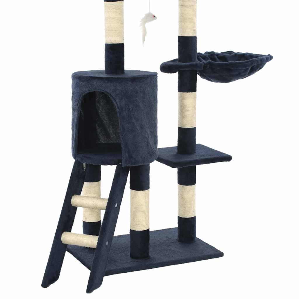 170582 vidaXL Cat Tree with Sisal Scratching Posts 138 cm Dark Blue