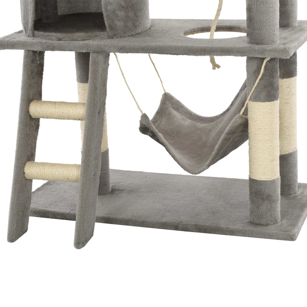 170583 vidaXL Cat Tree with Sisal Scratching Posts 140 cm Grey
