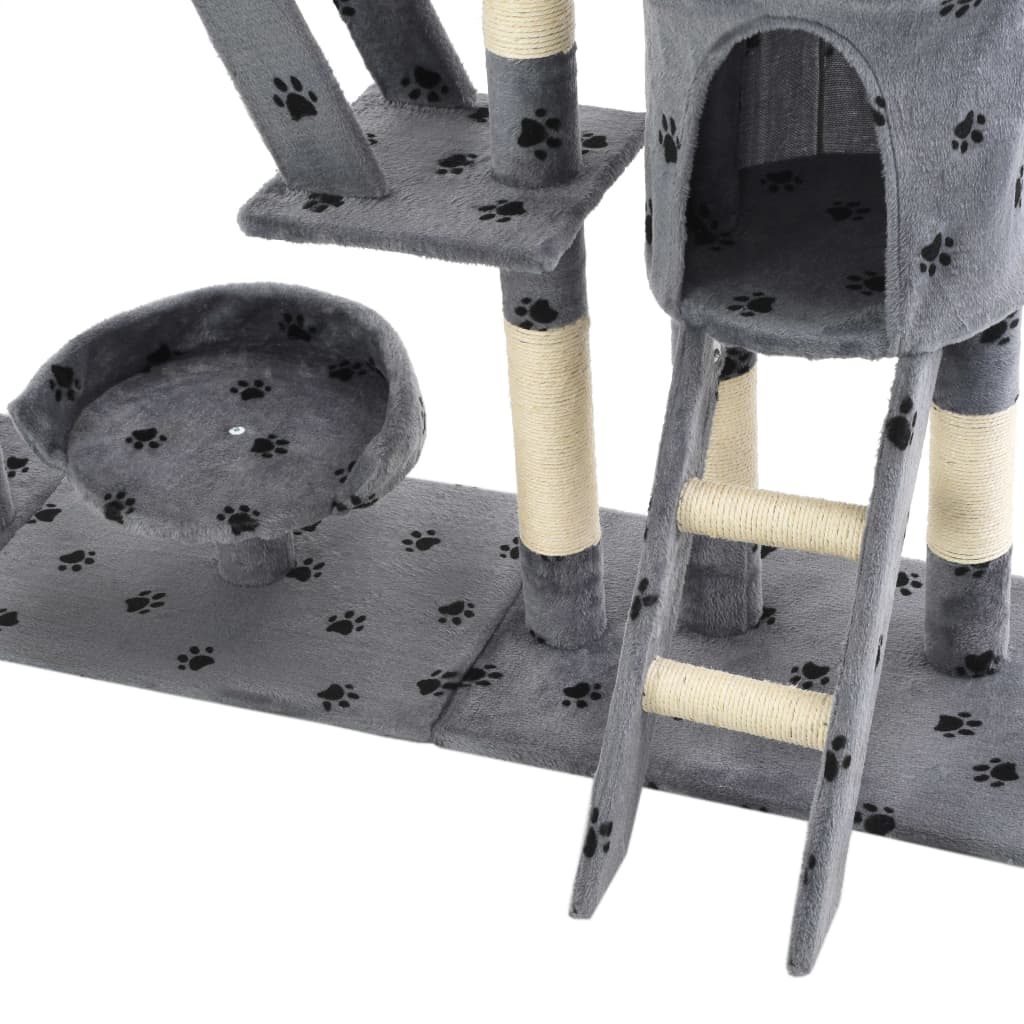 170618 vidaXL Cat Tree with Sisal Scratching Posts 230-250 cm Paw Prints Grey