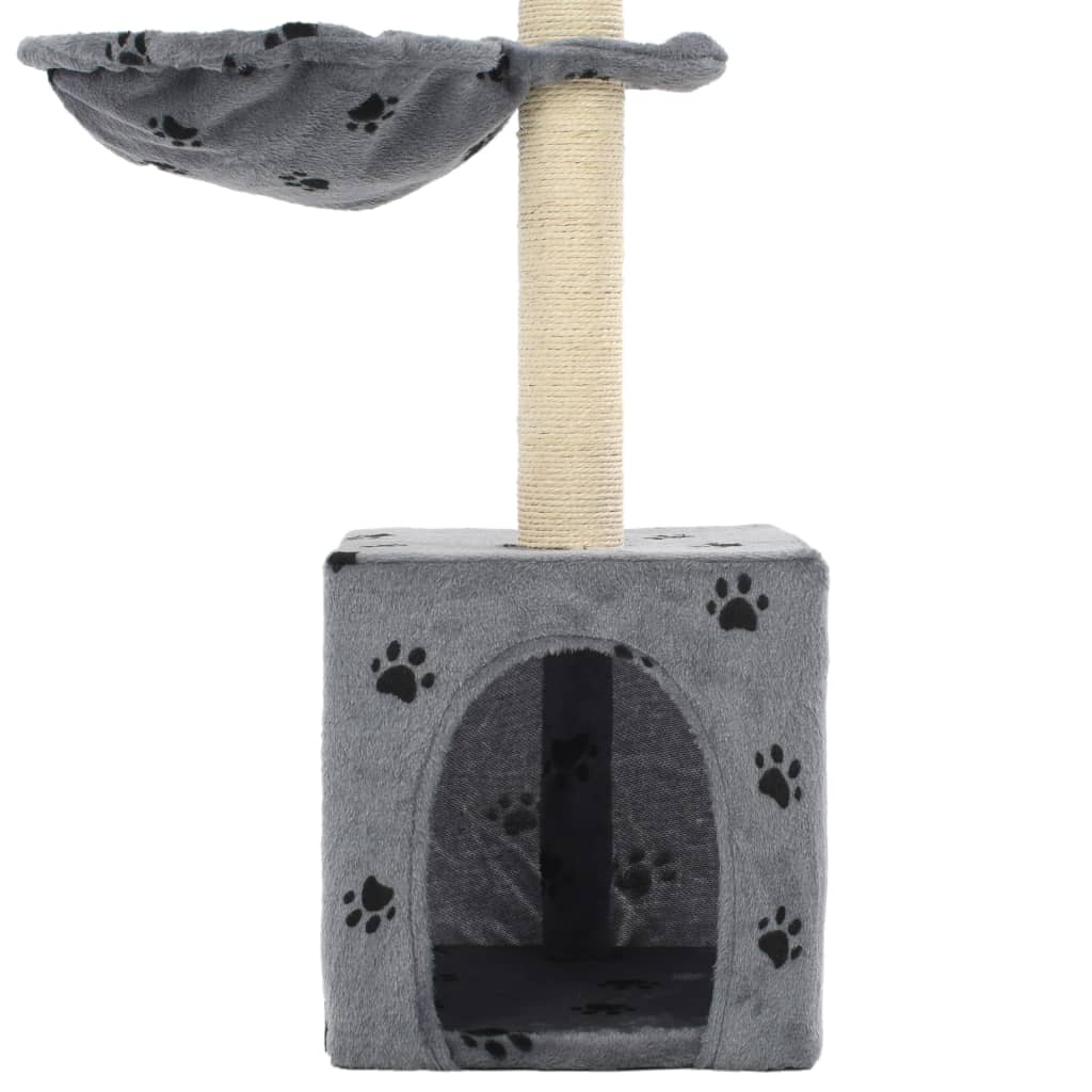 170624 vidaXL Cat Tree with Sisal Scratching Posts 105 cm Paw Prints Grey