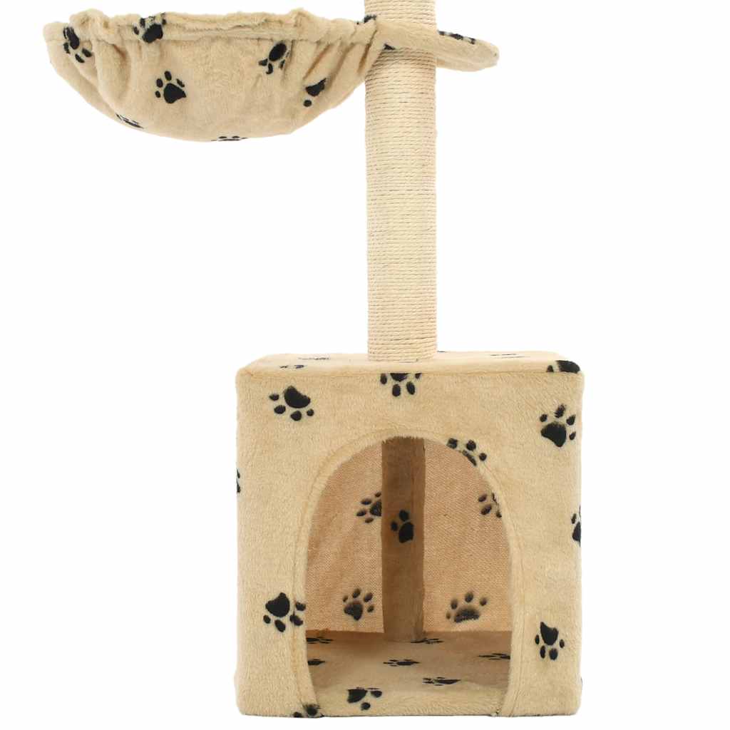 170626 vidaXL Cat Tree with Sisal Scratching Posts 105 cm Paw Prints Beige