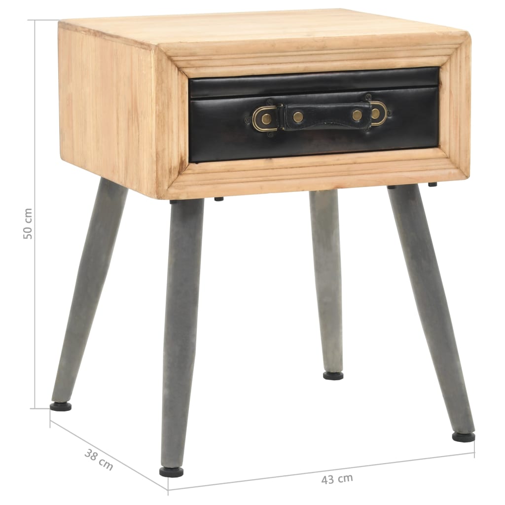 245775 vidaXL Bedside Table Solid Fir Wood 43x38x50 cm