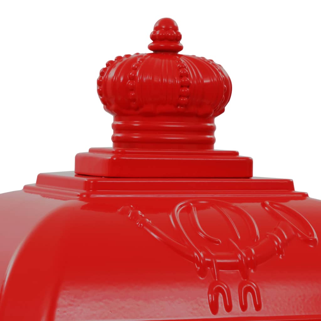 43891 vidaXL Pillar Letterbox Aluminium Vintage Style Rustproof Red