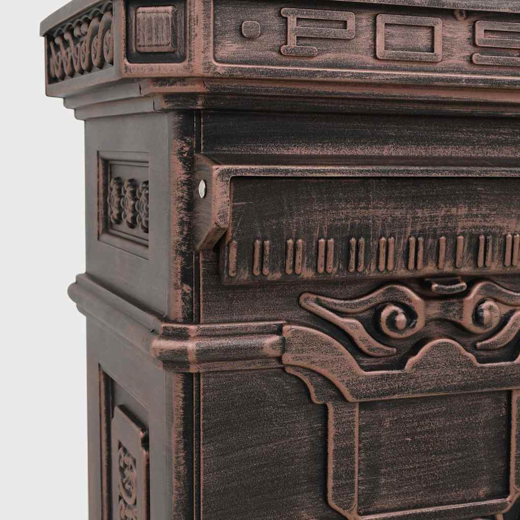 43892 vidaXL Pillar Letterbox Aluminium Vintage Style Rustproof Bronze