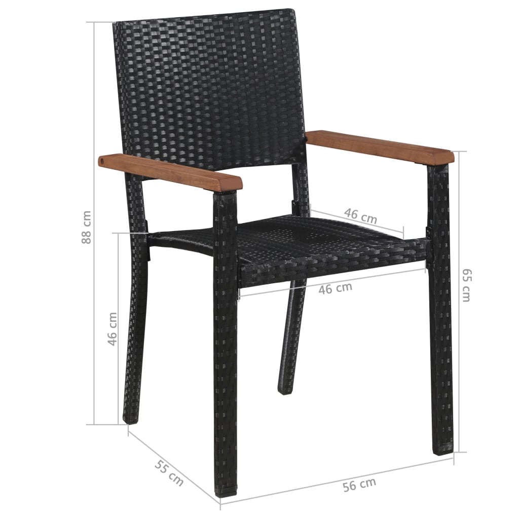 43936 vidaXL 9 Piece Outdoor Dining Set Poly Rattan and Acacia Wood Black