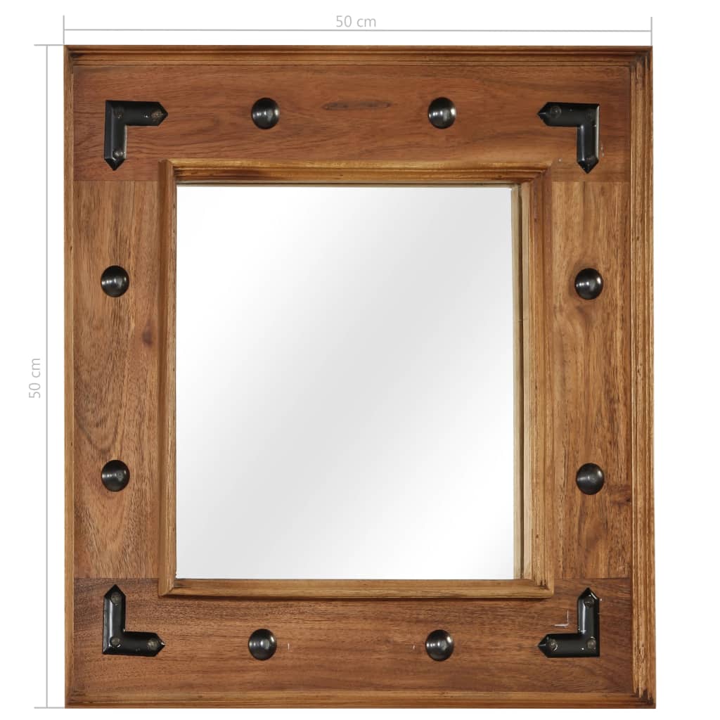 246307 vidaXL Mirror Solid Acacia Wood 50x50 cm