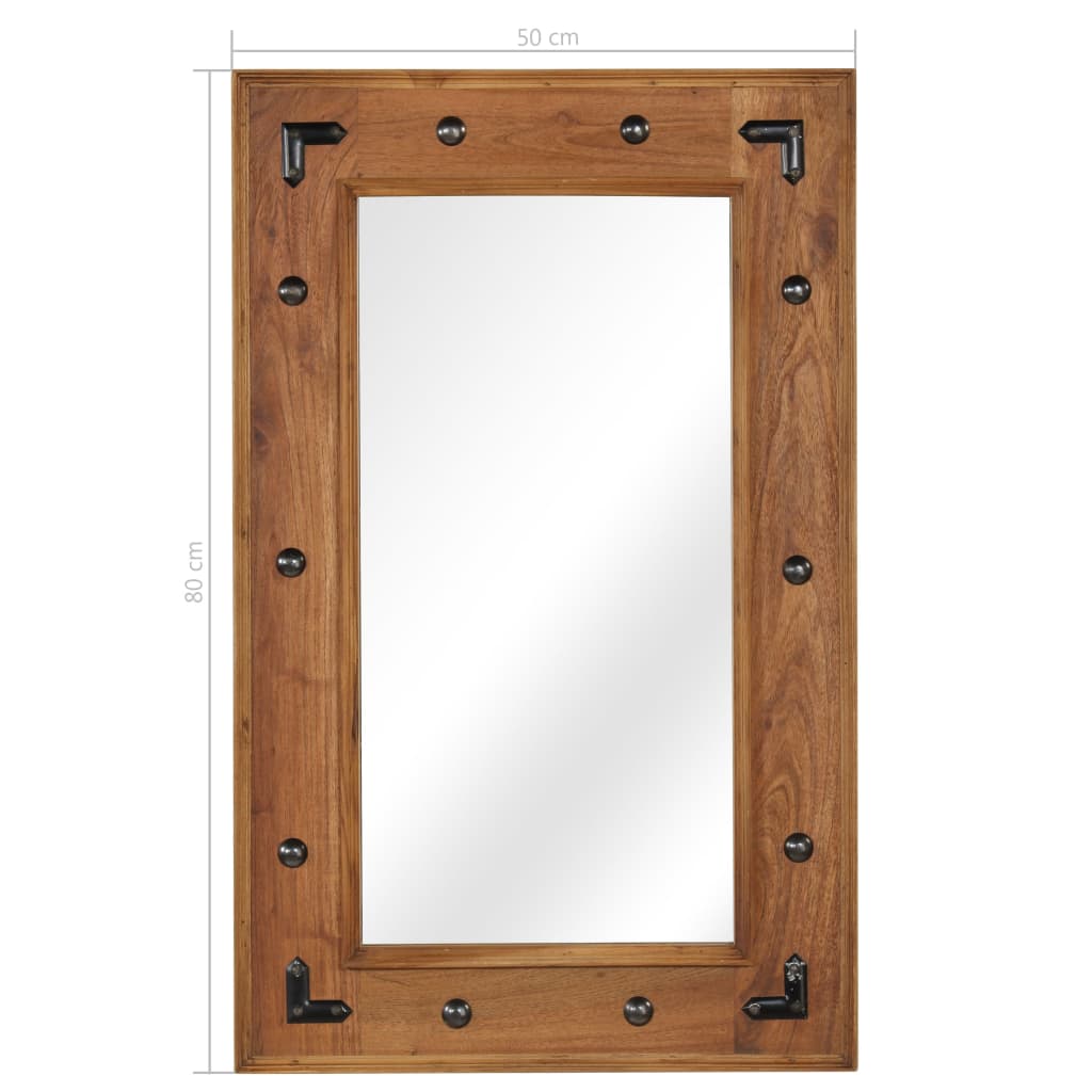 246308 vidaXL Mirror Solid Acacia Wood 50x80 cm
