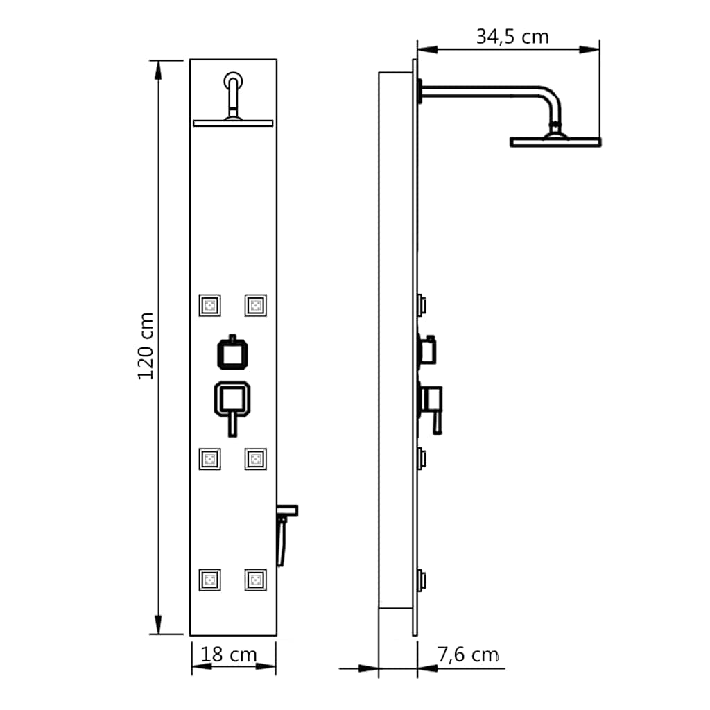 142991 vidaXL Shower Panel Unit Glass 18x42,1x120 cm Black