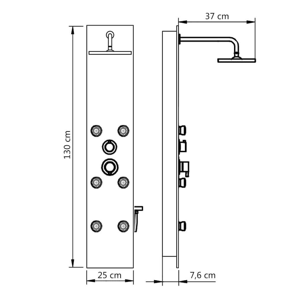 142992 vidaXL Shower Panel Unit Glass 25x44,6x130 cm White