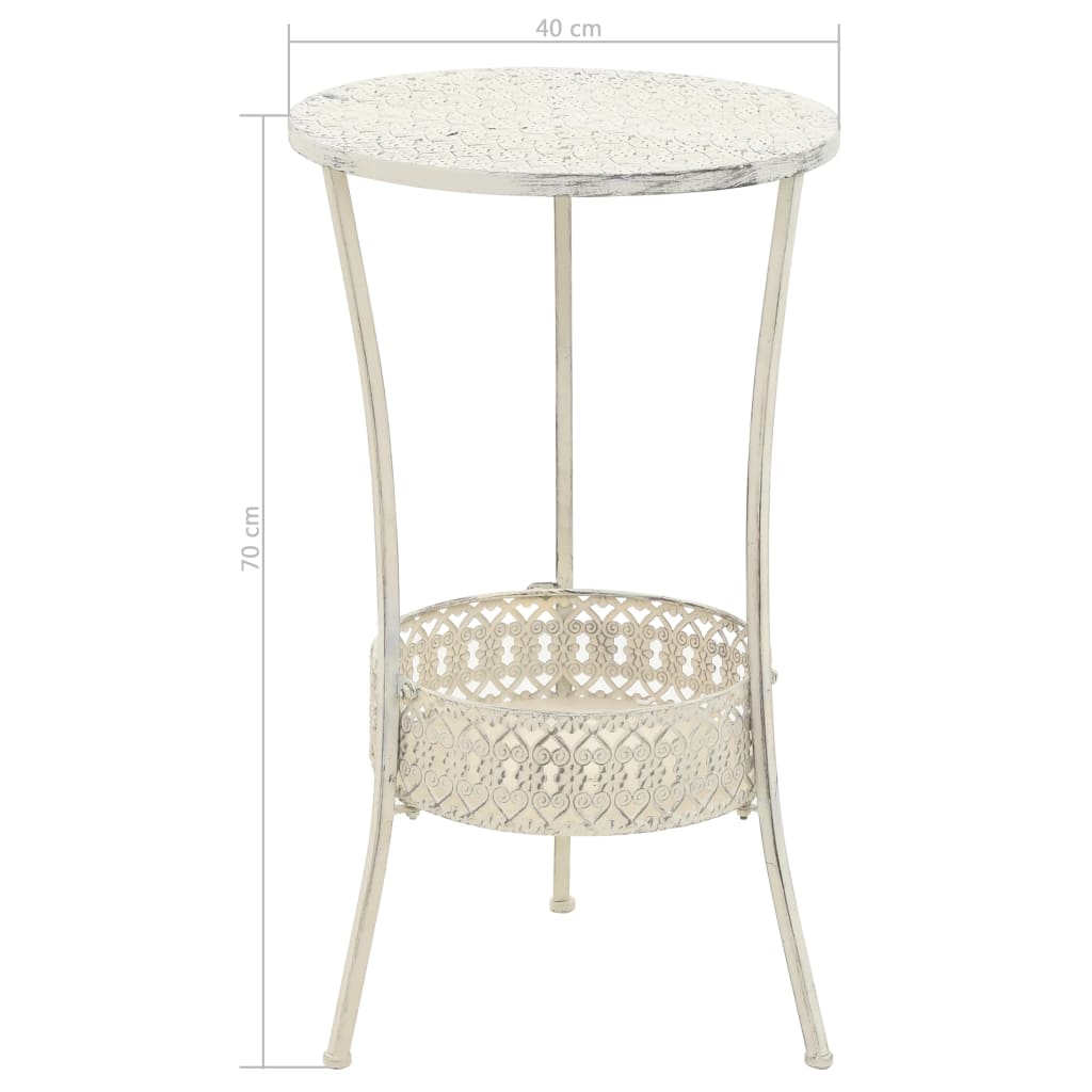 245938 vidaXL Bistro Table Vintage Style Round Metal 40x70 cm White