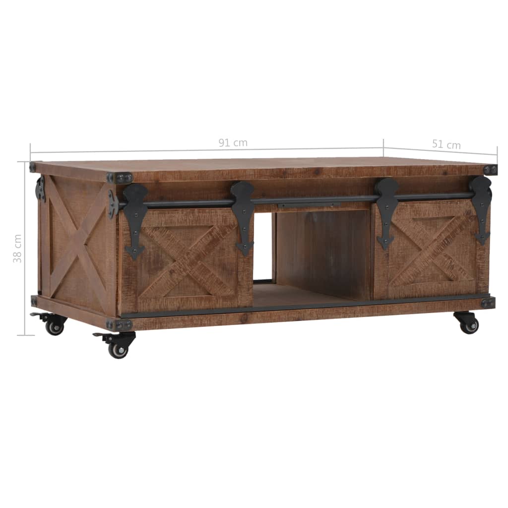 246119 vidaXL Coffee Table Solid Fir Wood 91x51x38 cm Brown
