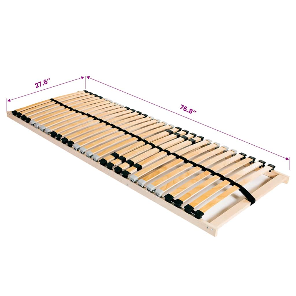 Slatted Bed Base without Mattress with 28 Slats 7 Zones 70x200 cm