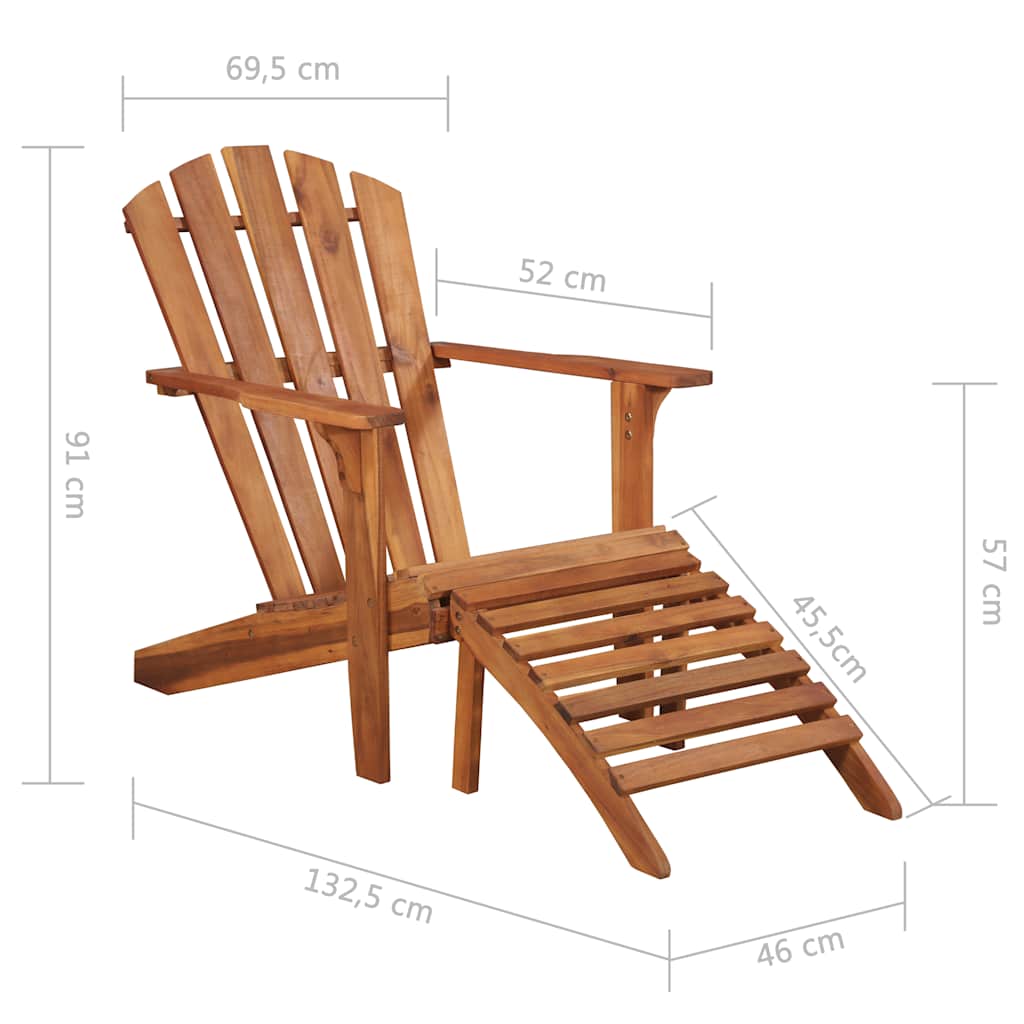 44117 vidaXL Garden Adirondack Chair with Footrest Solid Acacia Wood