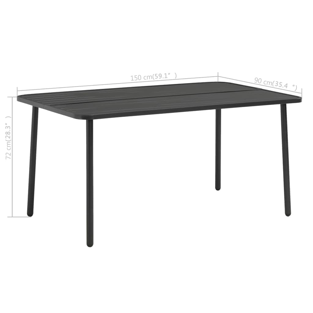 44259 vidaXL Garden Table Dark Grey 150x90x72 cm Steel