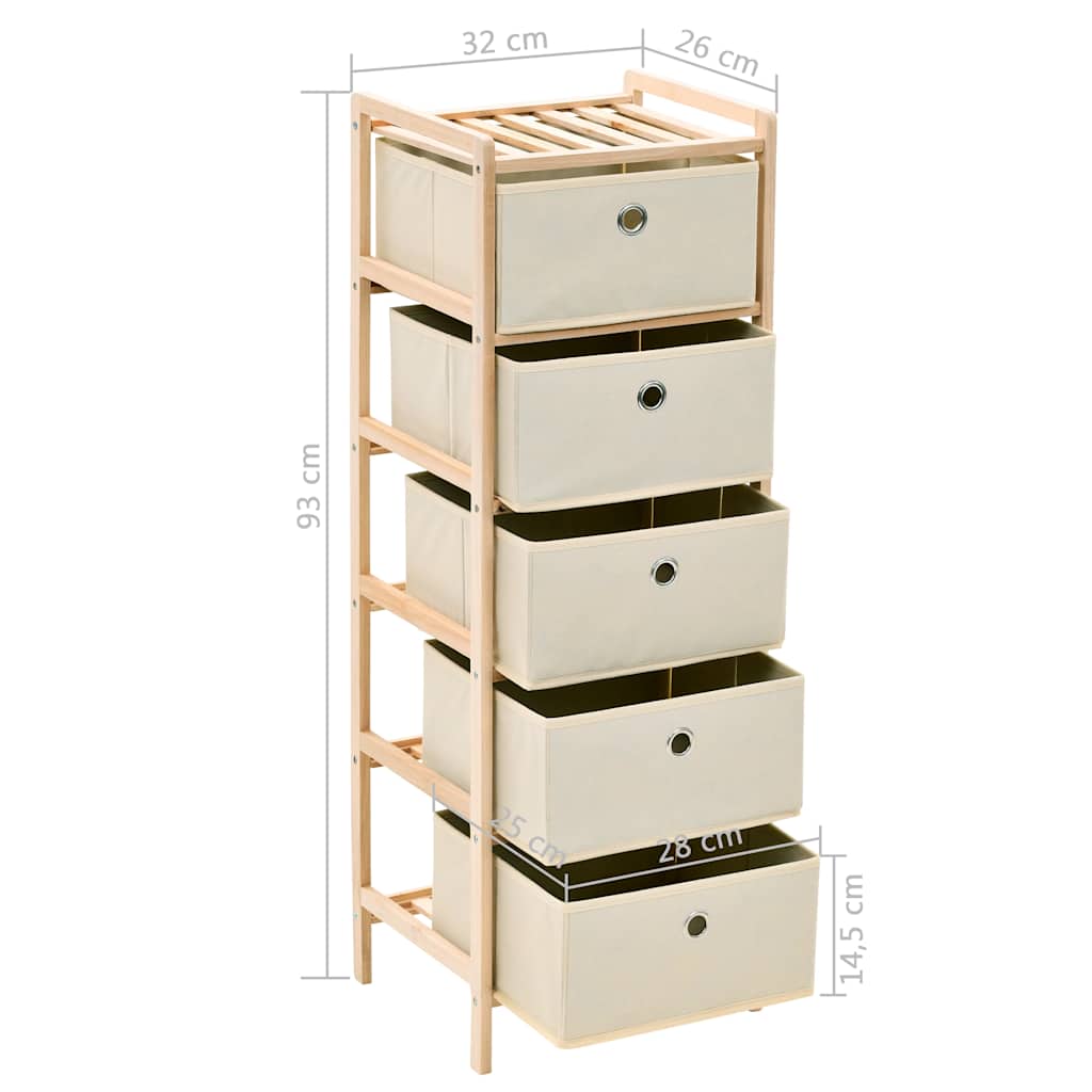 246434 vidaXL Storage Rack with 5 Fabric Baskets Cedar Wood Beige