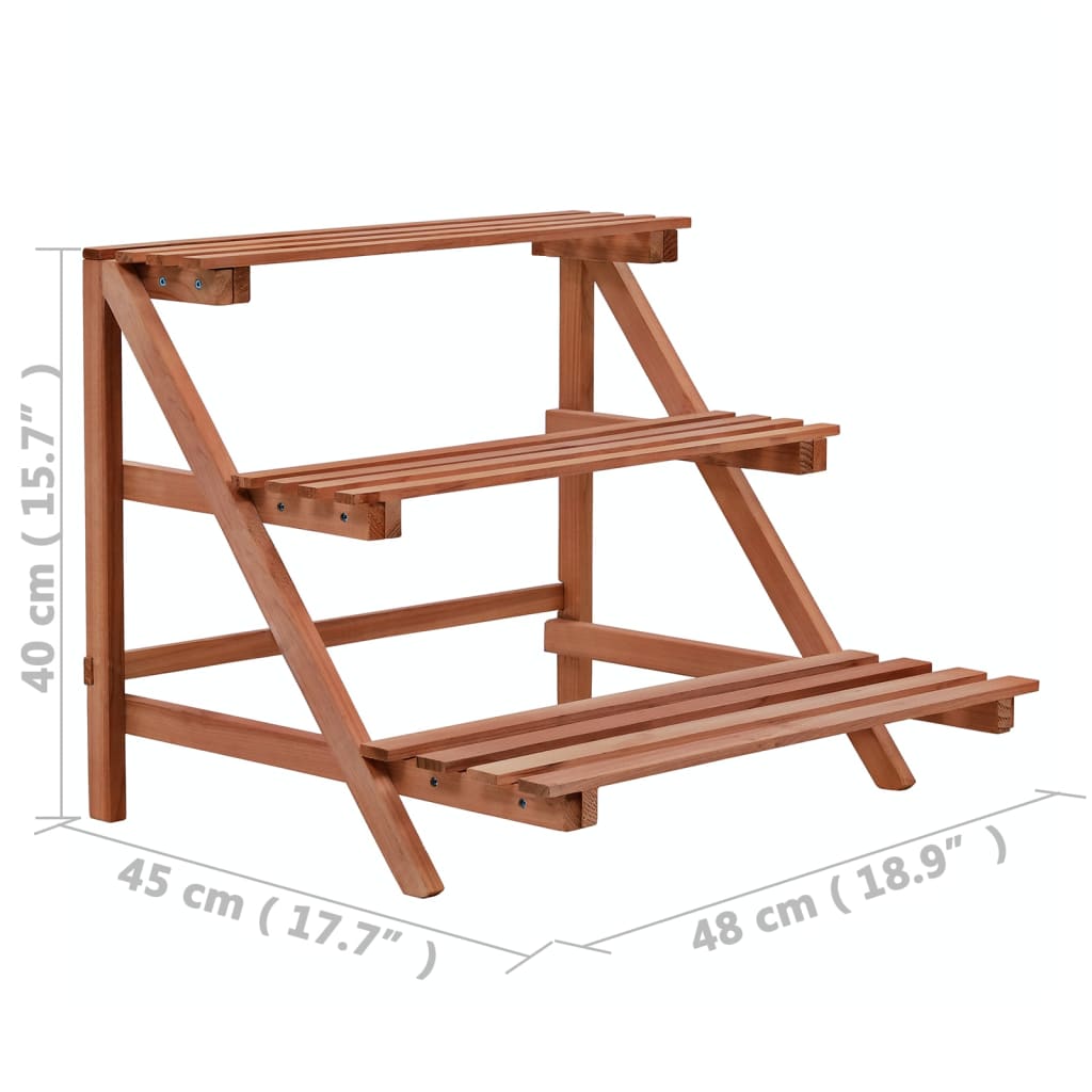 246436 vidaXL 3-Tier Plant Stand Cedar Wood 48x45x40 cm