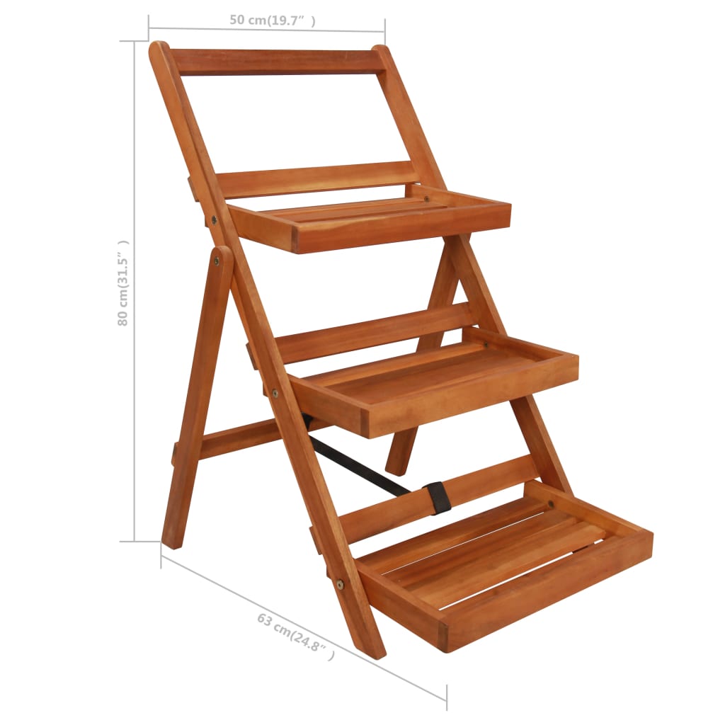 43994 vidaXL 3-Tier Plant Stand 50x63x80 cm Solid Acacia Wood
