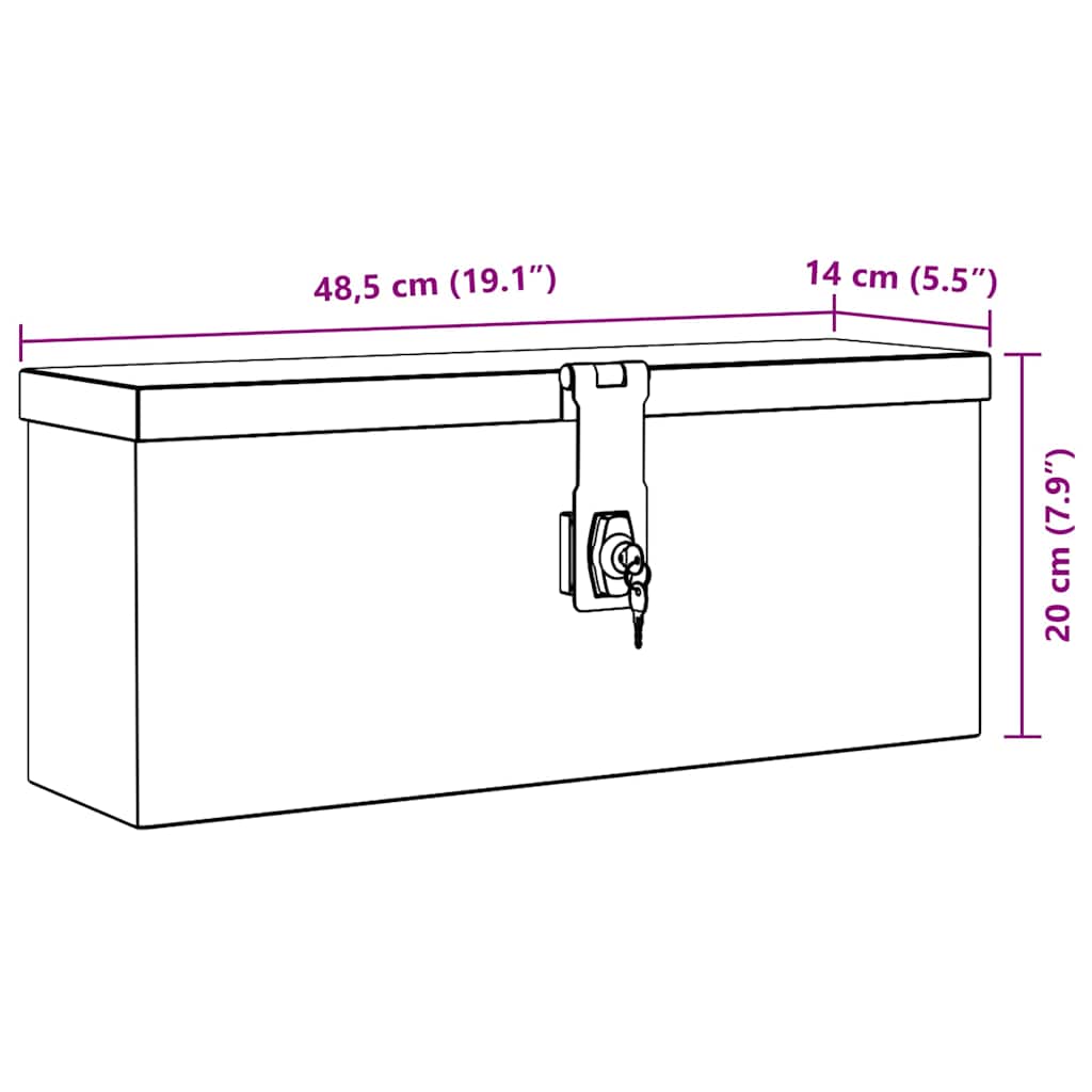 142935 vidaXL Aluminium Box 48,5x14x20 cm Silver