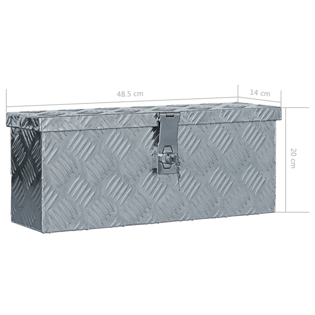 142935 vidaXL Aluminium Box 48,5x14x20 cm Silver