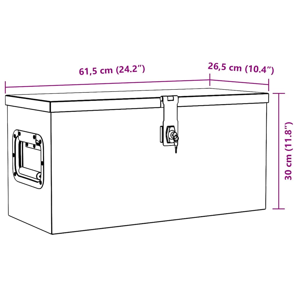 142936 vidaXL Aluminium Box 61,5x26,5x30 cm Silver