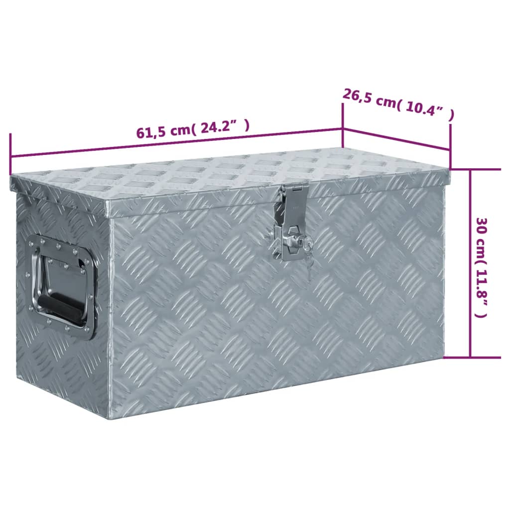 142936 vidaXL Aluminium Box 61,5x26,5x30 cm Silver