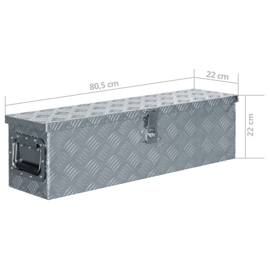 vidaXL Aluminium Box 80.5x22x22 cm Silver