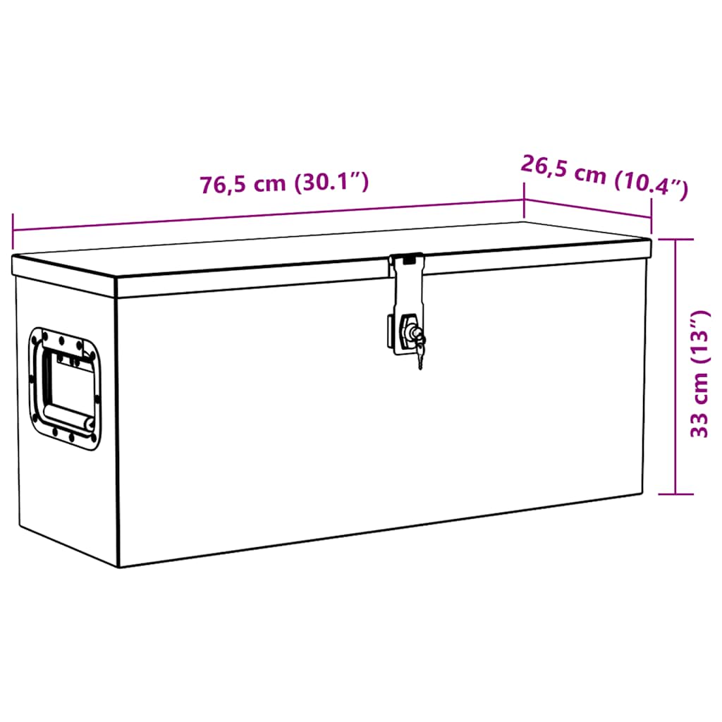 142938 vidaXL Aluminium Box 76,5x26,5x33 cm Silver