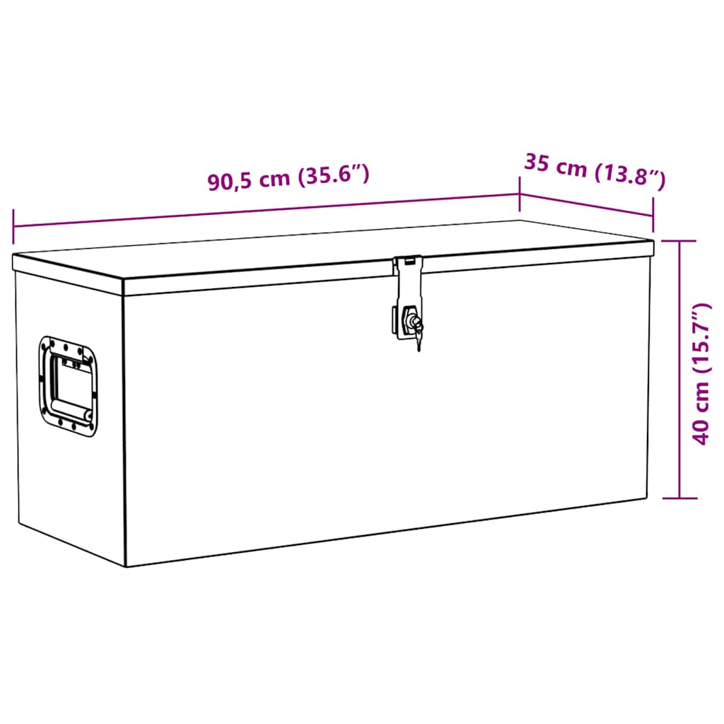 142940 vidaXL Aluminium Box 90,5x35x40 cm Silver