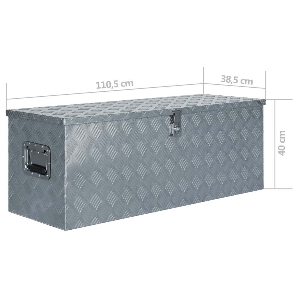 vidaXL Aluminium Box 110.5x38.5x40 cm Silver