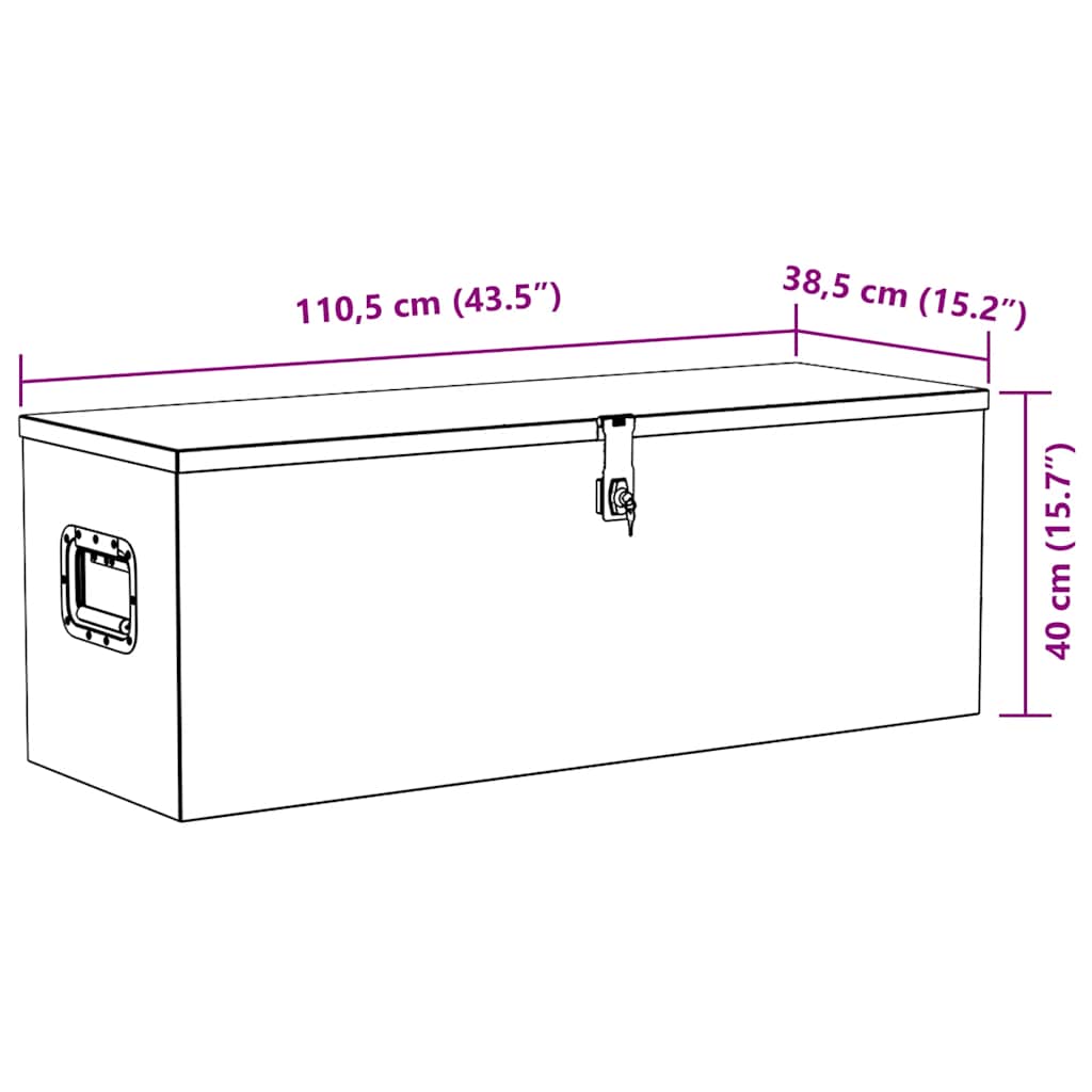 142941 vidaXL Aluminium Box 110,5x38,5x40 cm Silver