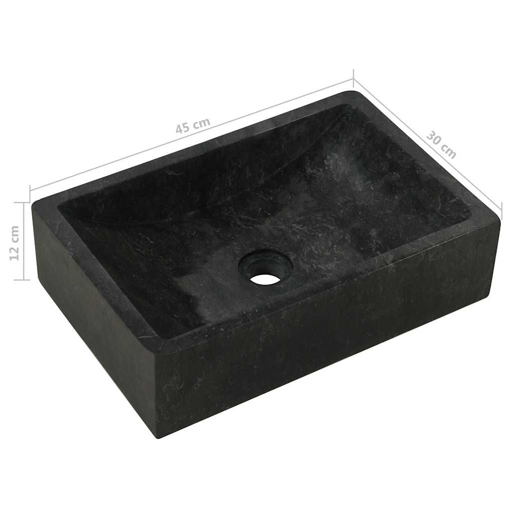 142772 vidaXL Sink 45x30x12 cm Marble High Gloss Black