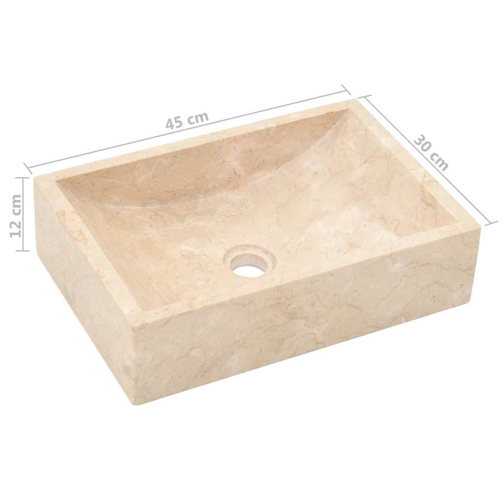 142773 vidaXL Sink 45x30x12 cm Marble High Gloss Cream