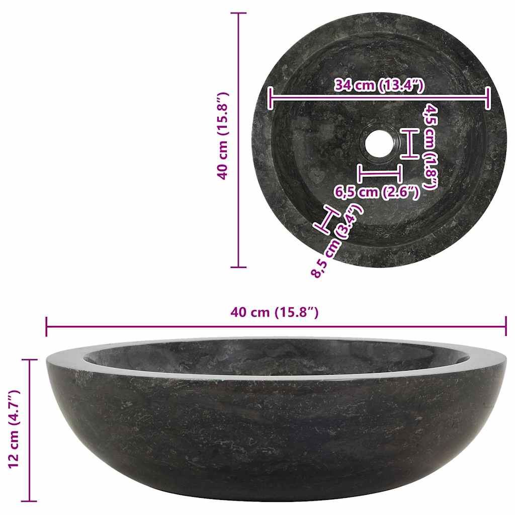 142774 vidaXL Sink 40x12 cm Marble Black