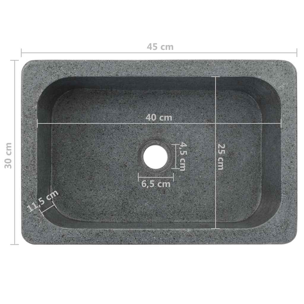 142780 vidaXL Sink 45x30x15 cm Riverstone Black