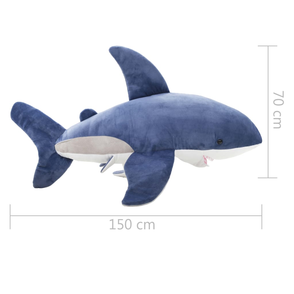 80227 vidaXL White Shark Cuddly Toy Plush Blue and White