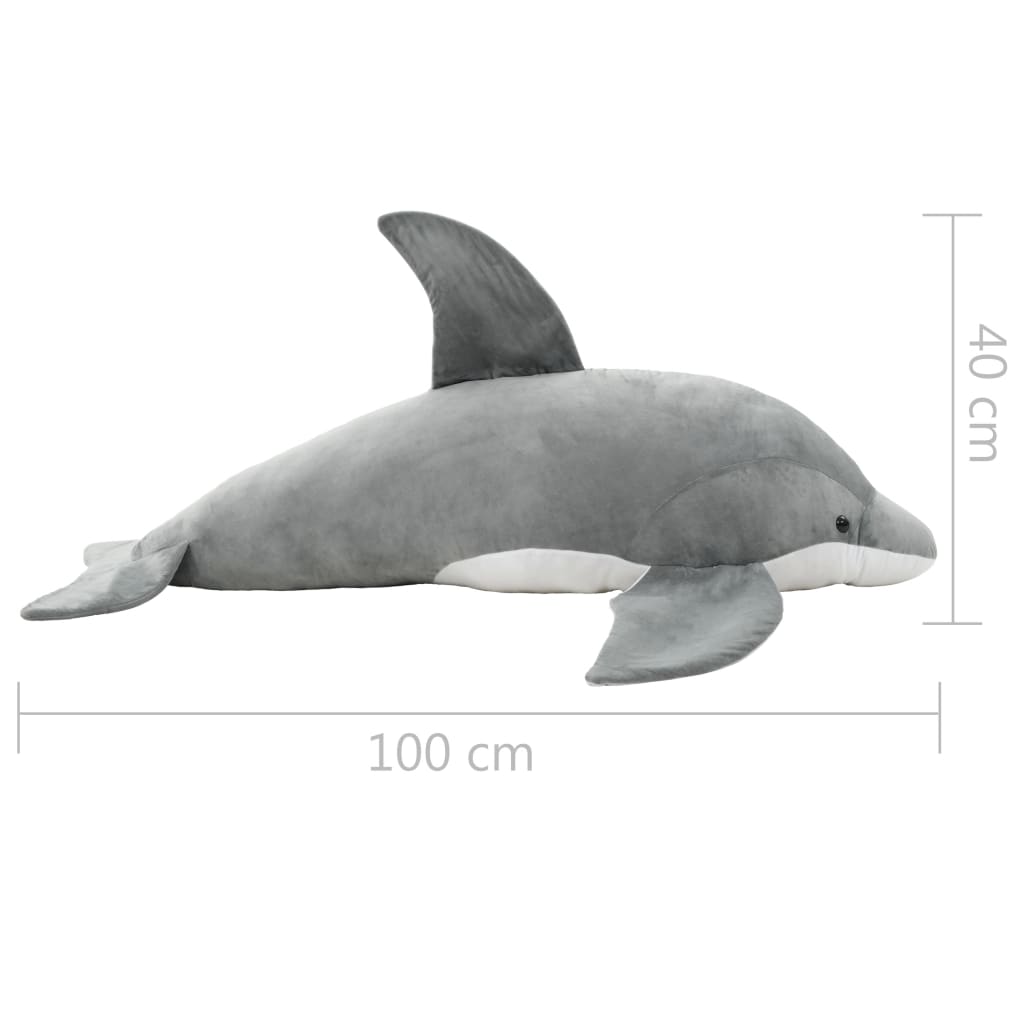vidaXL Dolphin Cuddly Toy Plush Grey