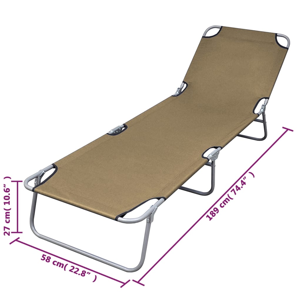 44294 vidaXL Foldable Sunlounger with Adjustable Backrest Taupe