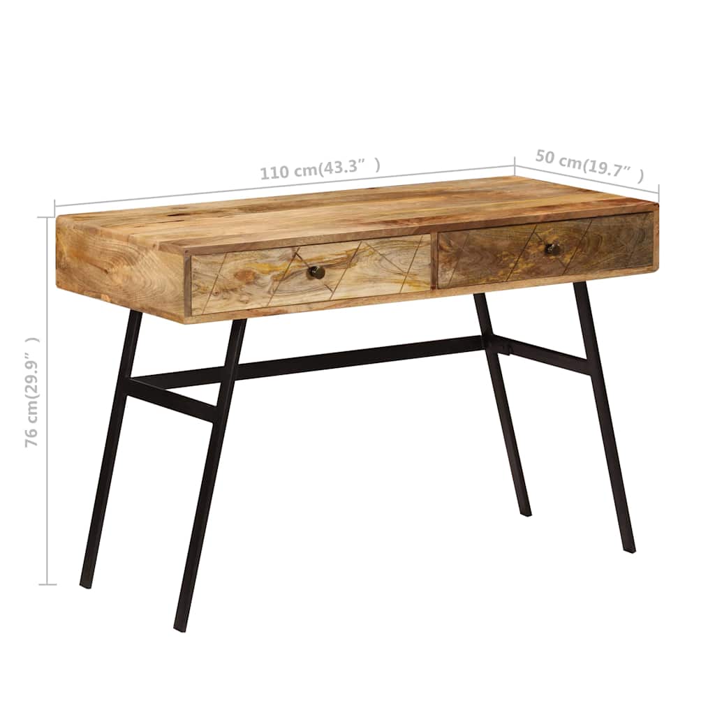 246718 vidaXL Writing desk with Drawers Solid Mango Wood 110x50x76 cm